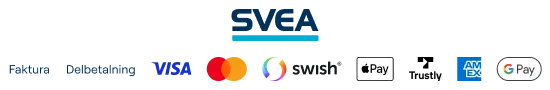 Bild: Ikoner för betalsätten i SveaCheckout, Swish, Faktura, Kreditkort, ApplePay, Google Pay m.fl.
